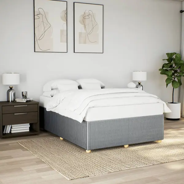 Gossi cadru de pat fara saltea, gri deschis, 140x190 cm, textil