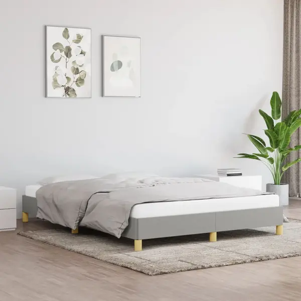 Gossi cadru de pat fara saltea, gri deschis, 140x190 cm, textil