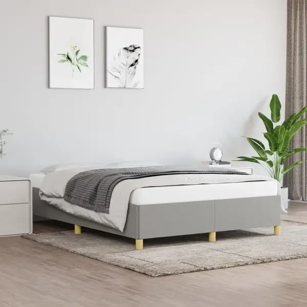 Gossi cadru de pat fara saltea, gri deschis, 140x190 cm, textil
