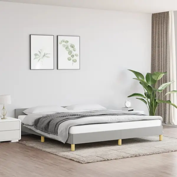 Gossi cadru de pat fara saltea, gri deschis, 160x200 cm, textil