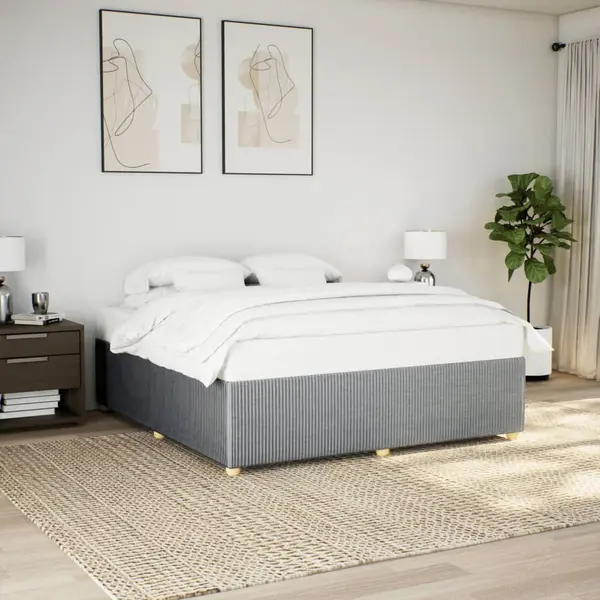 Gossi cadru de pat fara saltea, gri deschis, 200x200 cm, textil