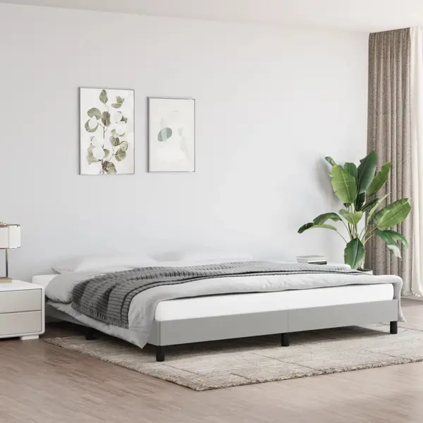 Gossi cadru de pat fara saltea, gri deschis, 200x200 cm, textil