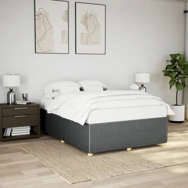 Gossi cadru de pat fara saltea, gri inchis, 140x190 cm, textil