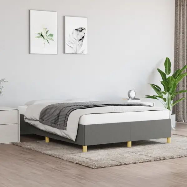 Gossi cadru de pat fara saltea, gri inchis, 140x200 cm, textil