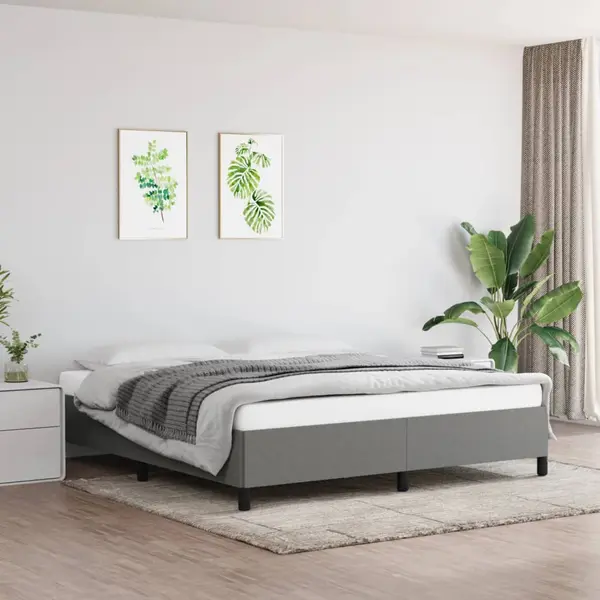 Gossi cadru de pat fara saltea, gri inchis, 160x200 cm, textil