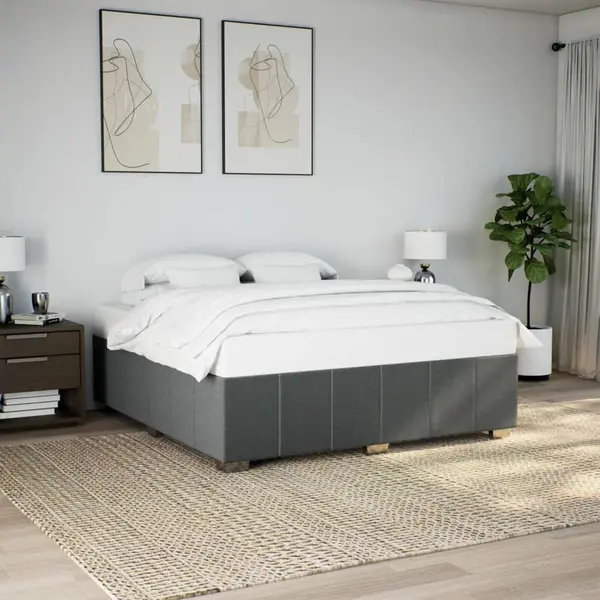 Gossi cadru de pat fara saltea, gri inchis, 180x200 cm, textil