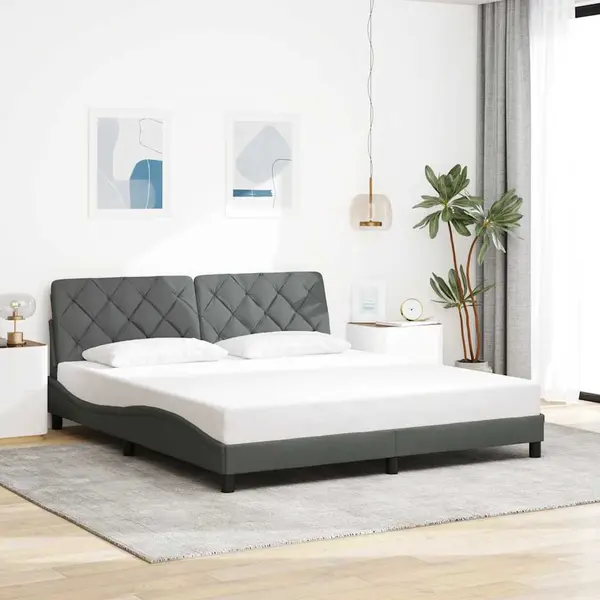 Gossi cadru de pat fara saltea, gri inchis, 180x200 cm, textil
