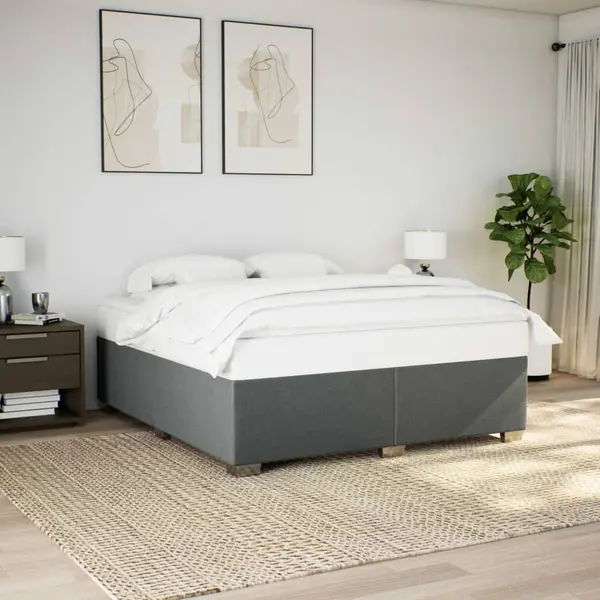 Gossi cadru de pat fara saltea, gri inchis, 200x200 cm, textil