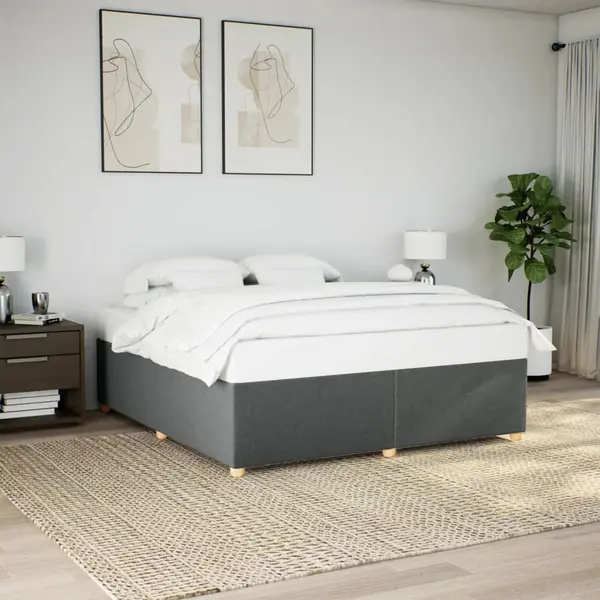 Gossi cadru de pat fara saltea, gri inchis, 200x200 cm, textil