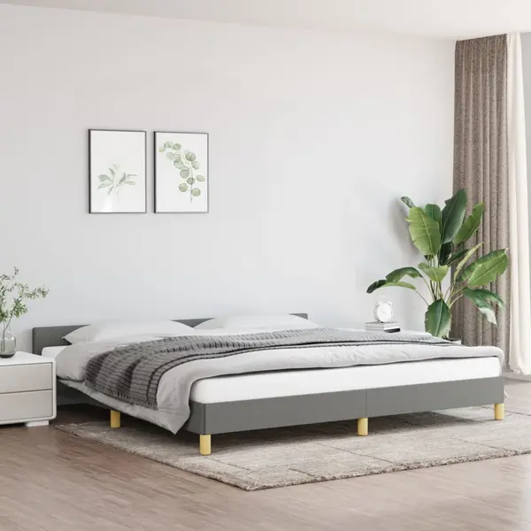Gossi cadru de pat fara saltea, gri inchis, 200x200 cm, textil