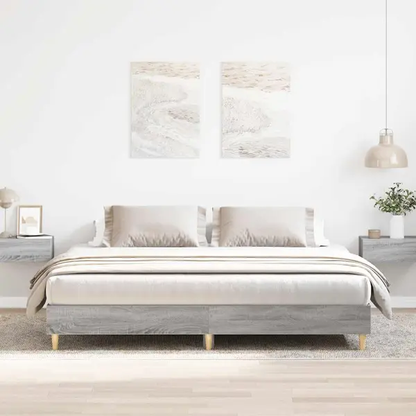 Gossi cadru de pat fara saltea gri sonoma 160x200cm lemn prelucrat