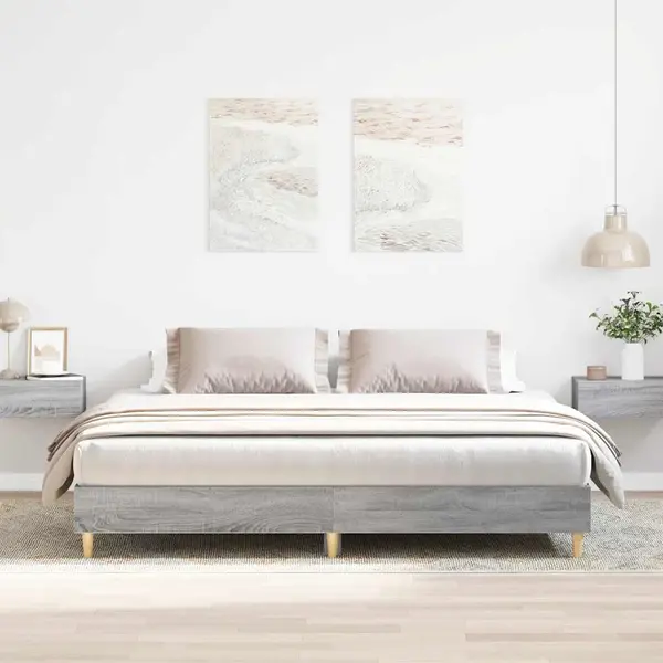 Gossi cadru de pat fara saltea gri sonoma 180x200cm lemn prelucrat