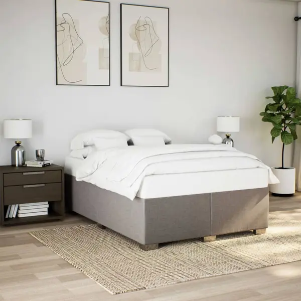Gossi cadru de pat fara saltea, gri taupe, 140x200 cm, textil