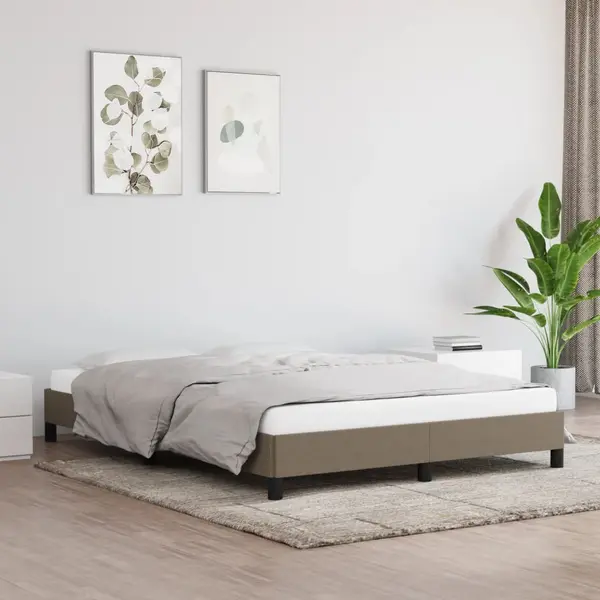 Gossi cadru de pat fara saltea, gri taupe, 140x200 cm, textil