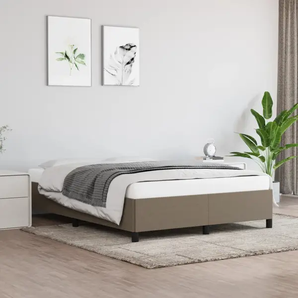 Gossi cadru de pat fara saltea, gri taupe, 140x200 cm, textil