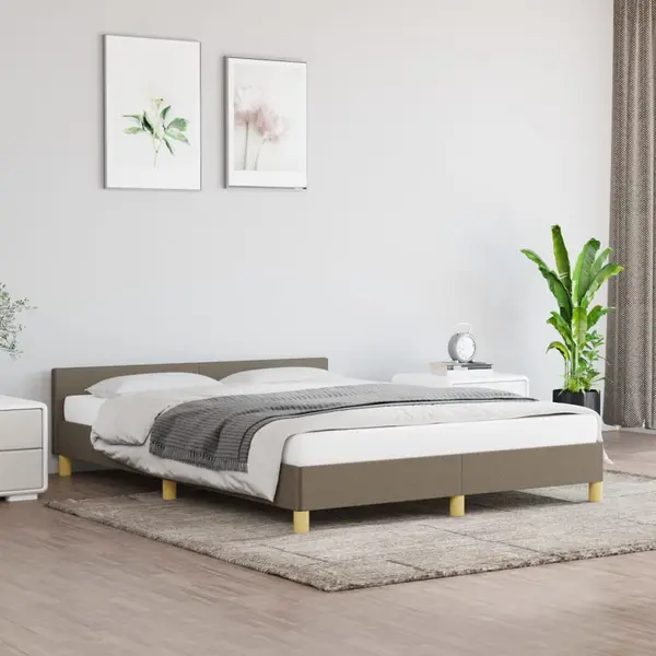 Gossi cadru de pat fara saltea, gri taupe, 140x200 cm, textil