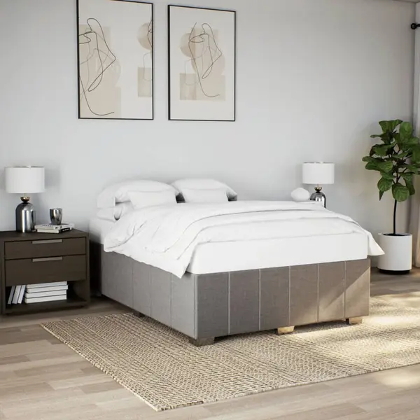 Gossi cadru de pat fara saltea, gri taupe, 140x200 cm, textil