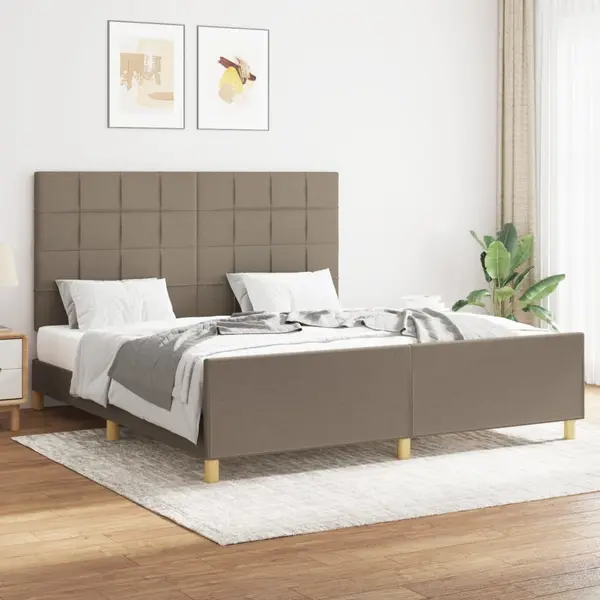 Gossi cadru de pat fara saltea, gri taupe, 160x200 cm, textil