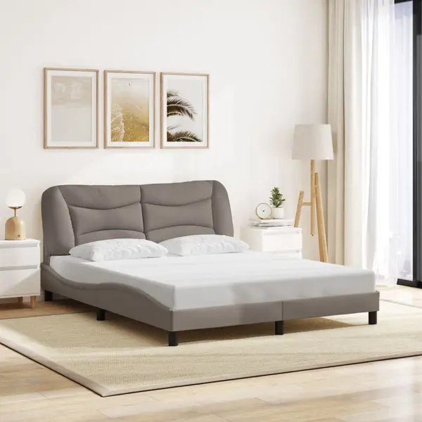 Gossi cadru de pat fara saltea, gri taupe, 160x200 cm, textil