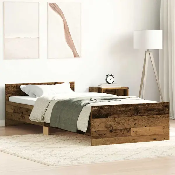 Gossi cadru de pat fara saltea lemn vechi 100x200cm lemn prelucrat