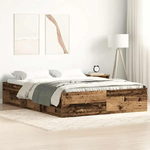 Gossi cadru de pat fara saltea lemn vechi 120x200cm lemn prelucrat