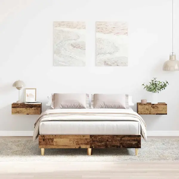 Gossi cadru de pat fara saltea lemn vechi 135x190 cm lemn prelucrat