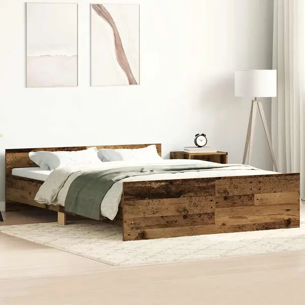 Gossi cadru de pat fara saltea lemn vechi 140x200cm lemn prelucrat