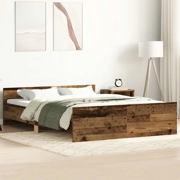 Gossi cadru de pat fara saltea lemn vechi 150x200cm lemn prelucrat