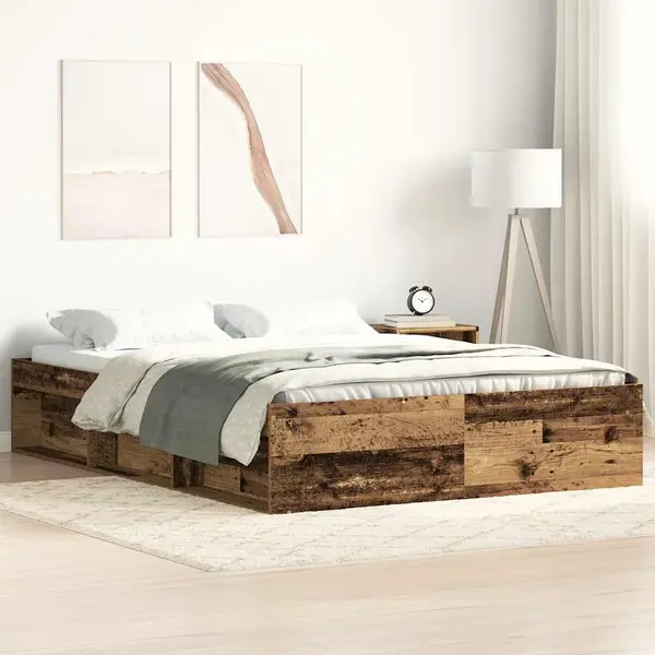 Gossi cadru de pat fara saltea lemn vechi 160x200cm lemn prelucrat