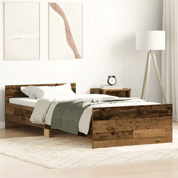 Gossi cadru de pat fara saltea lemn vechi 90x190cm lemn prelucrat