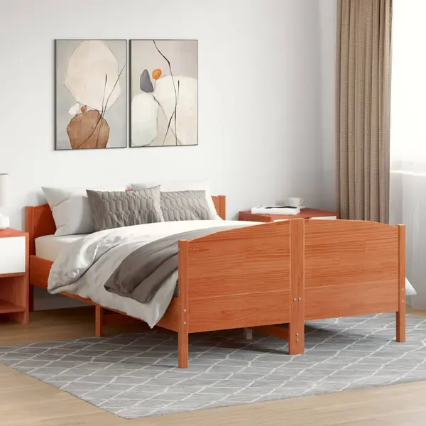 Gossi cadru de pat fara saltea, maro ceruit 140x200 cm lemn masiv pin