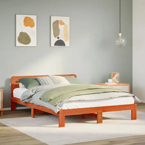 Gossi cadru de pat fara saltea, maro ceruit 140x200 cm lemn masiv pin