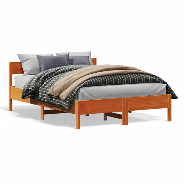 Gossi cadru de pat fara saltea, maro ceruit 150x200 cm lemn masiv pin