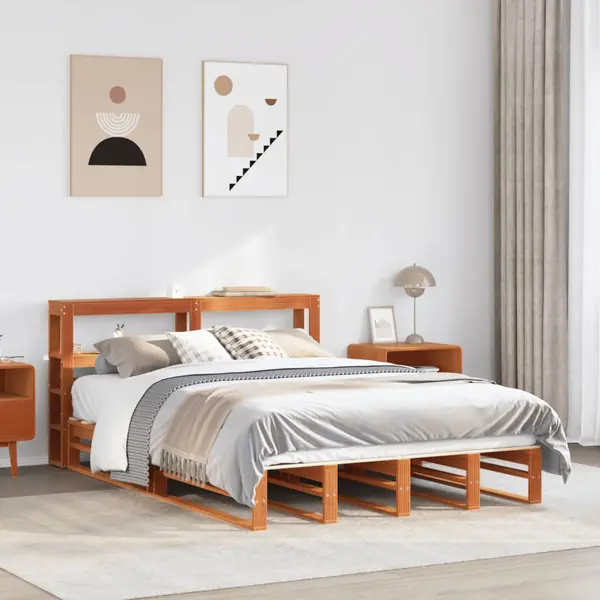 Gossi cadru de pat fara saltea, maro ceruit 150x200 cm lemn masiv pin