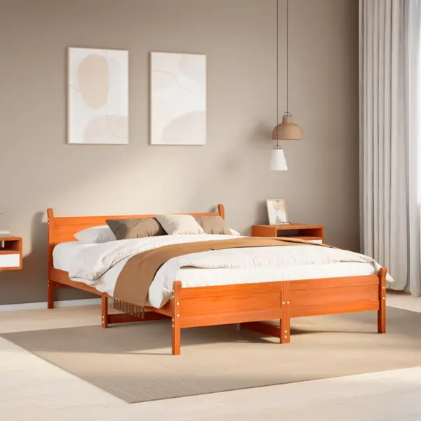 Gossi cadru de pat fara saltea, maro ceruit 150x200 cm lemn masiv pin