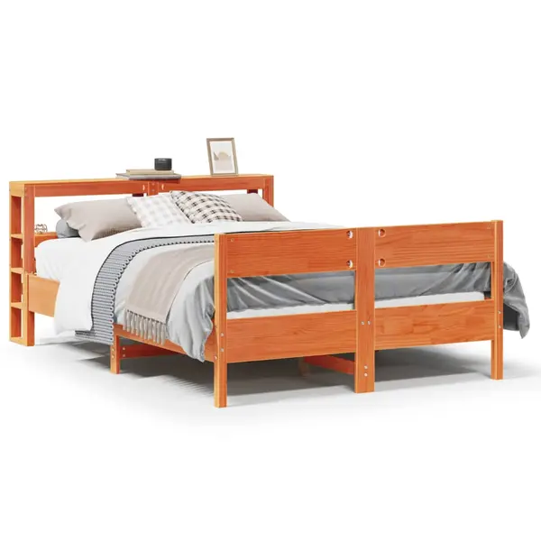 Gossi cadru de pat fara saltea, maro ceruit 150x200 cm lemn masiv pin