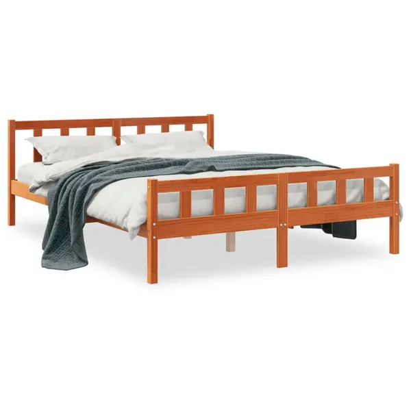 Gossi cadru de pat fara saltea, maro ceruit 150x200 cm lemn masiv pin