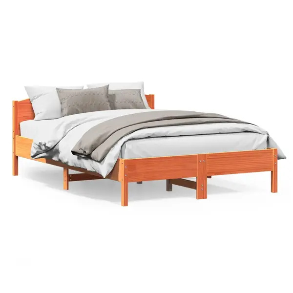 Gossi cadru de pat fara saltea, maro ceruit 150x200 cm lemn masiv pin