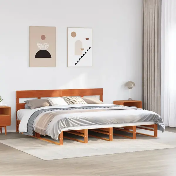 Gossi cadru de pat fara saltea, maro ceruit 180x200 cm lemn masiv pin