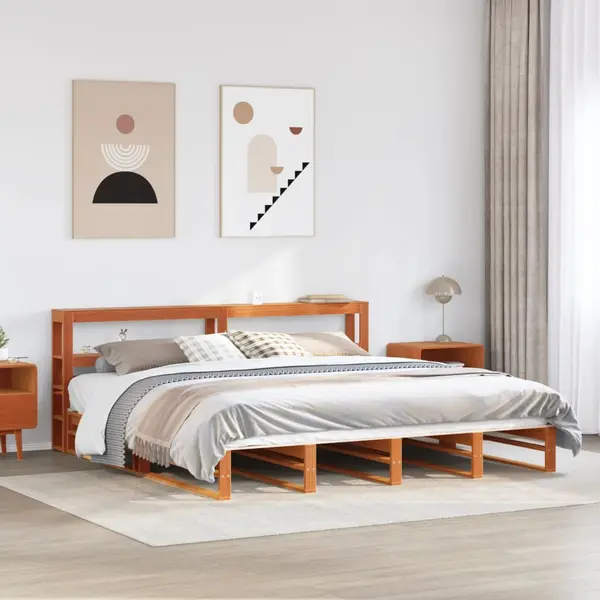 Gossi cadru de pat fara saltea, maro ceruit 180x200 cm lemn masiv pin