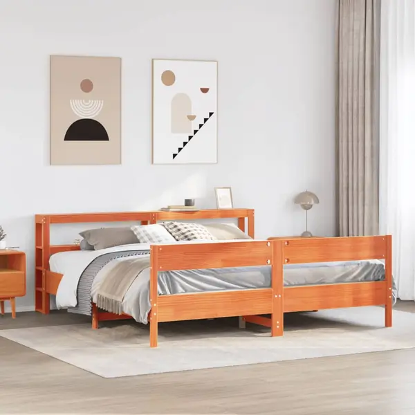 Gossi cadru de pat fara saltea, maro ceruit 180x200 cm lemn masiv pin