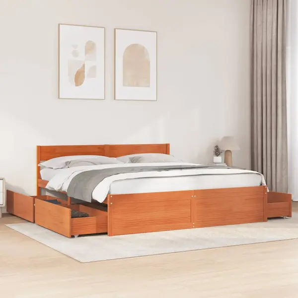 Gossi cadru de pat fara saltea, maro ceruit 180x200 cm lemn masiv pin