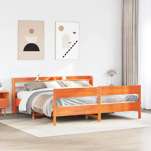 Gossi cadru de pat fara saltea, maro ceruit 180x200 cm lemn masiv pin