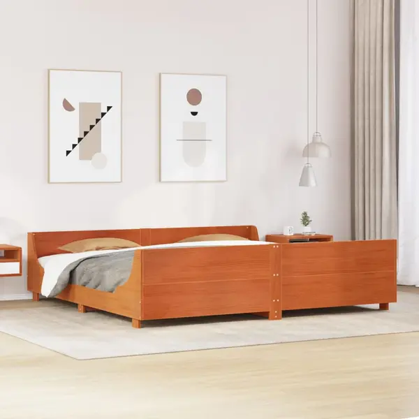 Gossi cadru de pat fara saltea, maro ceruit 200x200 cm lemn masiv pin