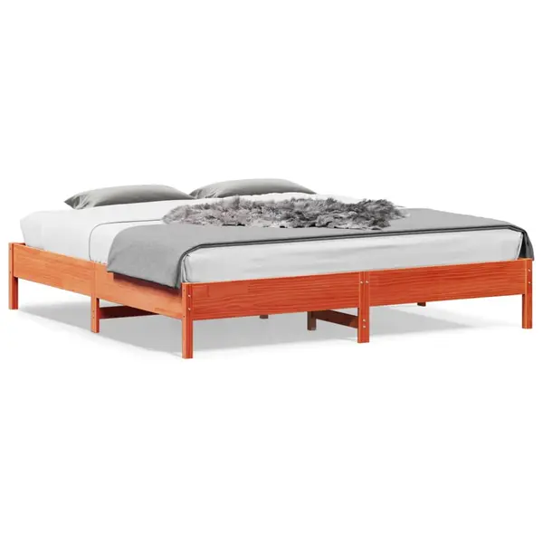 Gossi cadru de pat fara saltea, maro ceruit 200x200 cm lemn masiv pin