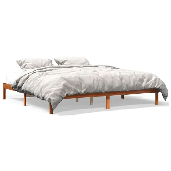 Gossi cadru de pat fara saltea, maro ceruit 200x200 cm lemn masiv pin
