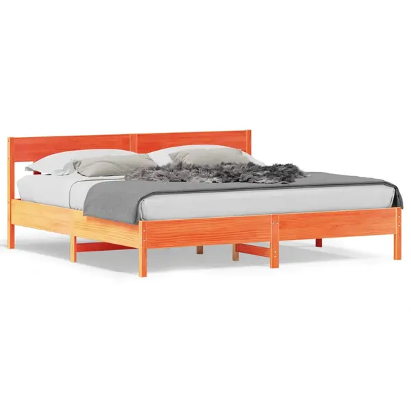 Gossi cadru de pat fara saltea, maro ceruit 200x200 cm lemn masiv pin