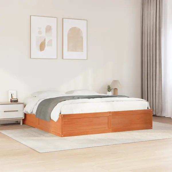 Gossi cadru de pat fara saltea, maro ceruit 200x200 cm lemn masiv pin