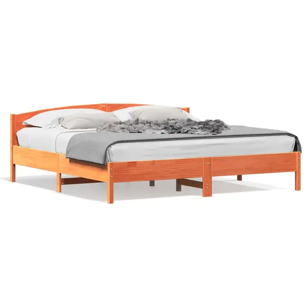 Gossi cadru de pat fara saltea, maro ceruit 200x200 cm lemn masiv pin