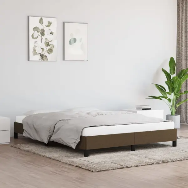 Gossi cadru de pat fara saltea, maro inchis, 140x200 cm, textil
